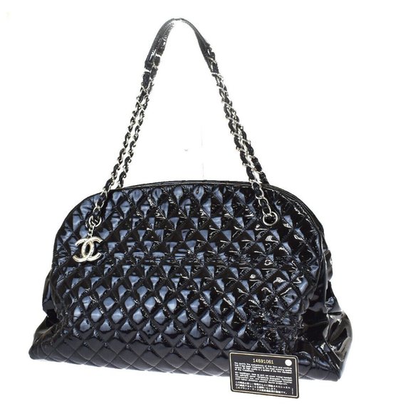 CHANEL Handbags - Authentic CHANEL black patent quilted bowling